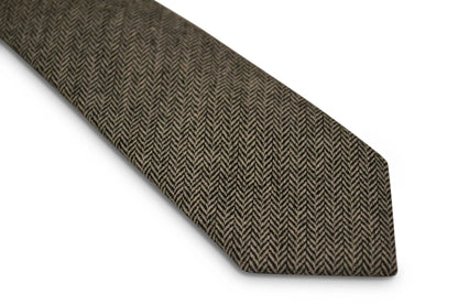 black and white herringbone slim wool tie by Frederick Thomas Handmade Mens Ties