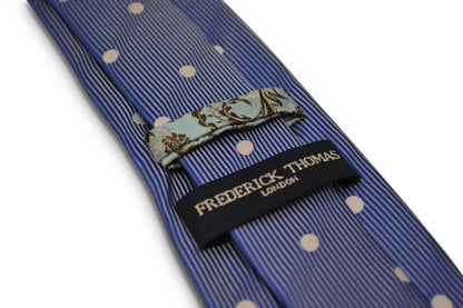 medium royal blue with white polka spot design by Frederick Thomas Handmade Mens Ties