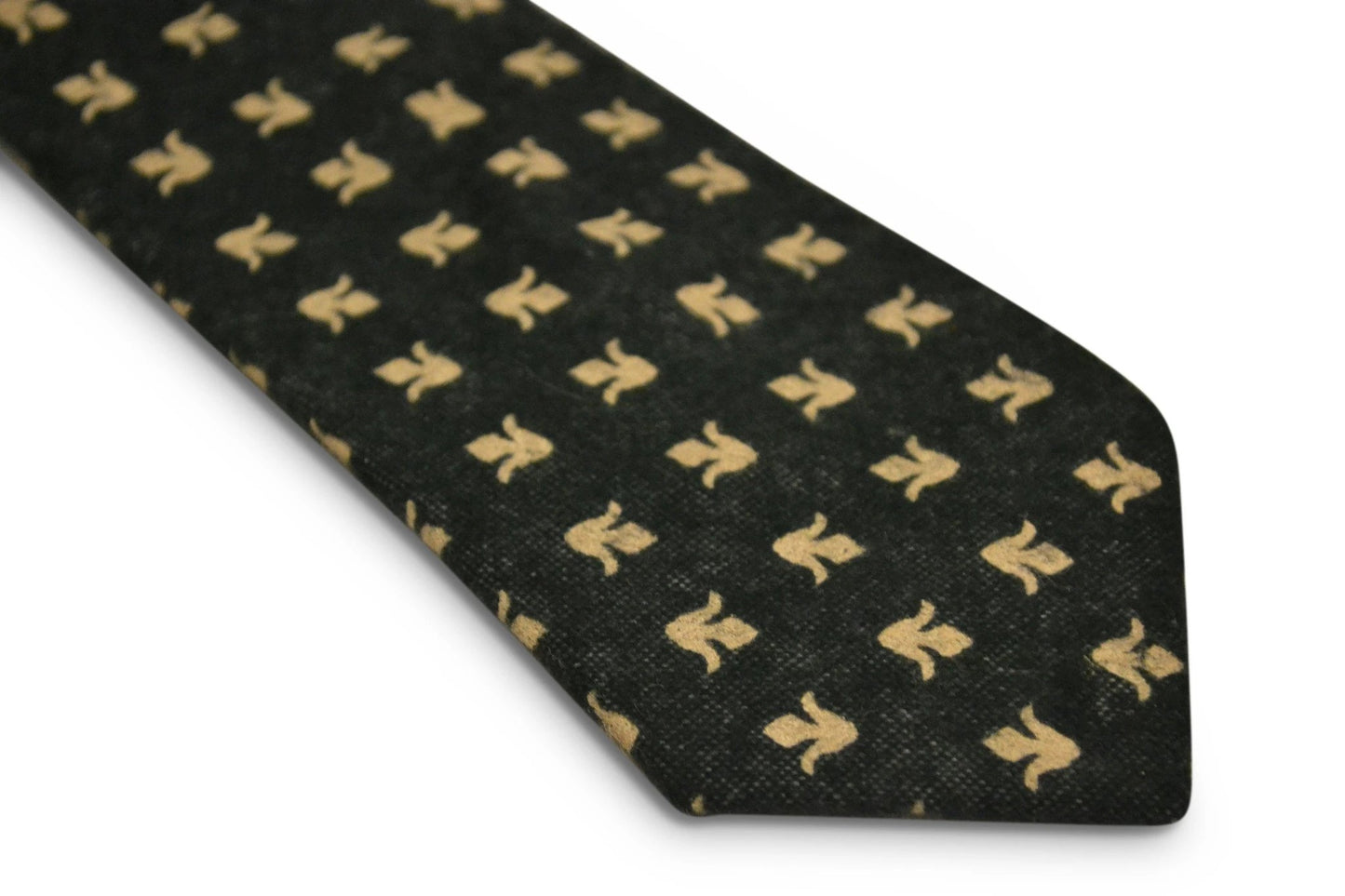 dark grey blue with gold fleur de lis design slim wool tie by Frederick Thomas Handmade Mens Ties