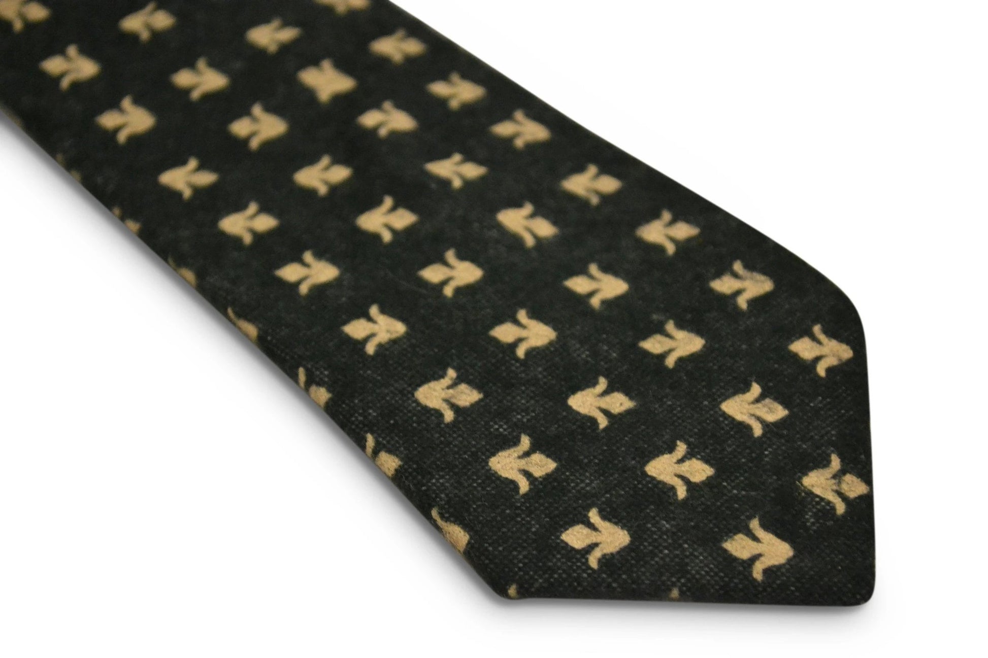 dark grey blue with gold fleur de lis design slim wool tie by Frederick Thomas Handmade Mens Ties
