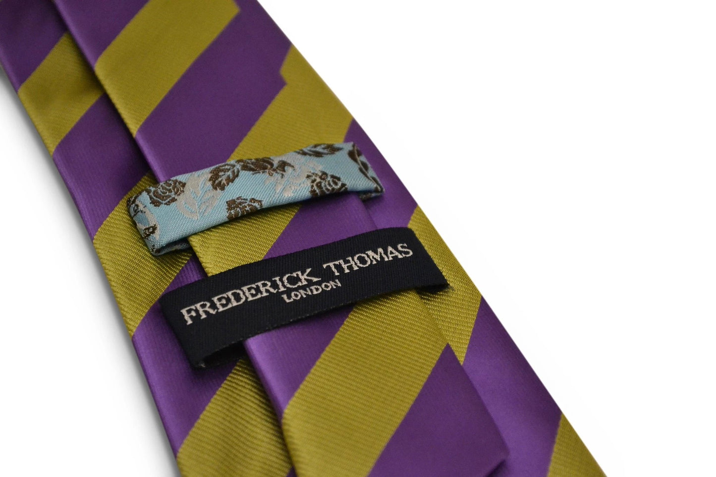 gold mustard yellow and purple barber striped design tie by Frederick Thomas Handmade Mens Ties