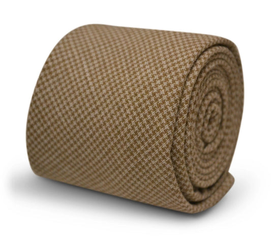 cream and light brown dogtooth design cotton tie by Frederick Thomas Handmade Mens Ties