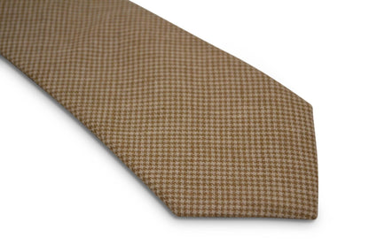 cream and light brown dogtooth design cotton tie by Frederick Thomas Handmade Mens Ties