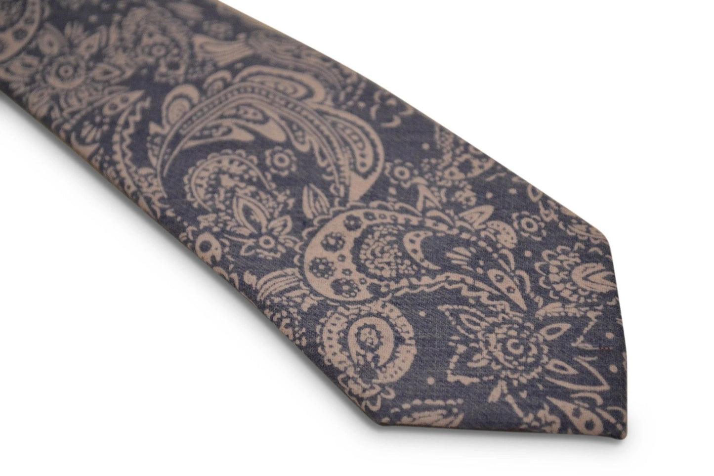 Light Denim Blue Paisley Cotton Tie - Handmade and Durable for the Luxury Professional by Frederick Thomas Handmade Mens Ties