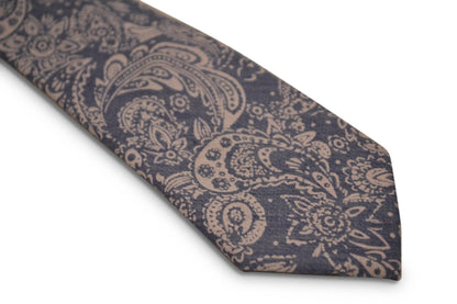 Light Denim Blue Paisley Cotton Tie - Handmade and Durable for the Luxury Professional by Frederick Thomas Handmade Mens Ties