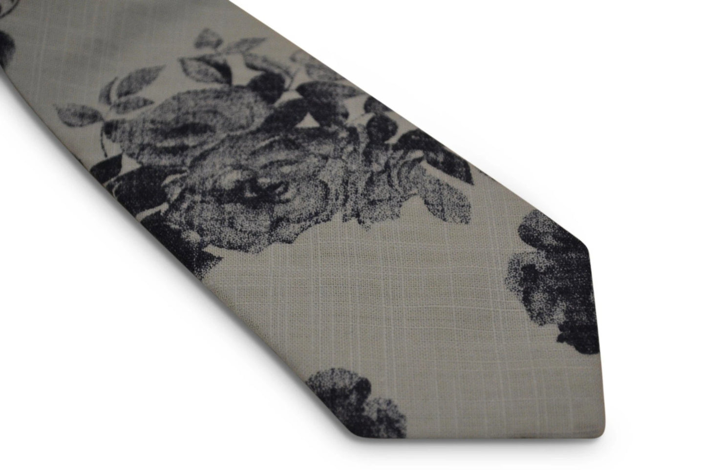 light baby blue with navy blue floral stencil design cotton tie by Frederick Thomas Handmade Mens Ties