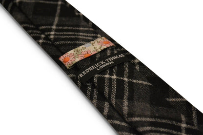 black and white check slim wool tie by Frederick Thomas Handmade Mens Ties