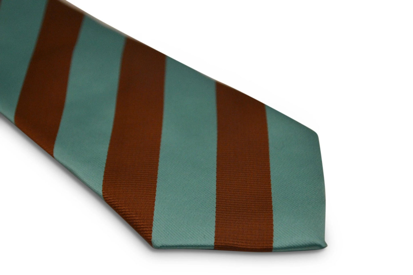 brown and mint green barber striped tie by Frederick Thomas Handmade Mens Ties