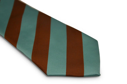 brown and mint green barber striped tie by Frederick Thomas Handmade Mens Ties