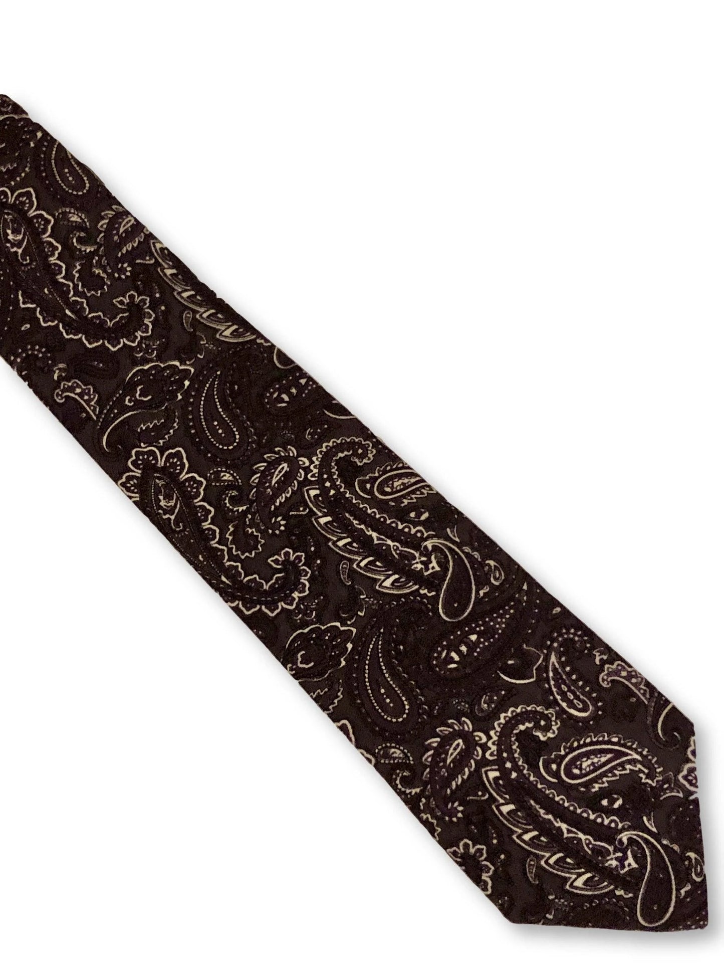 Dark Purple Paisley Design Cotton Tie - Handmade Statement Piece For Subtle Luxury And Meticulous Craft by Frederick Thomas Handmade Mens Ties