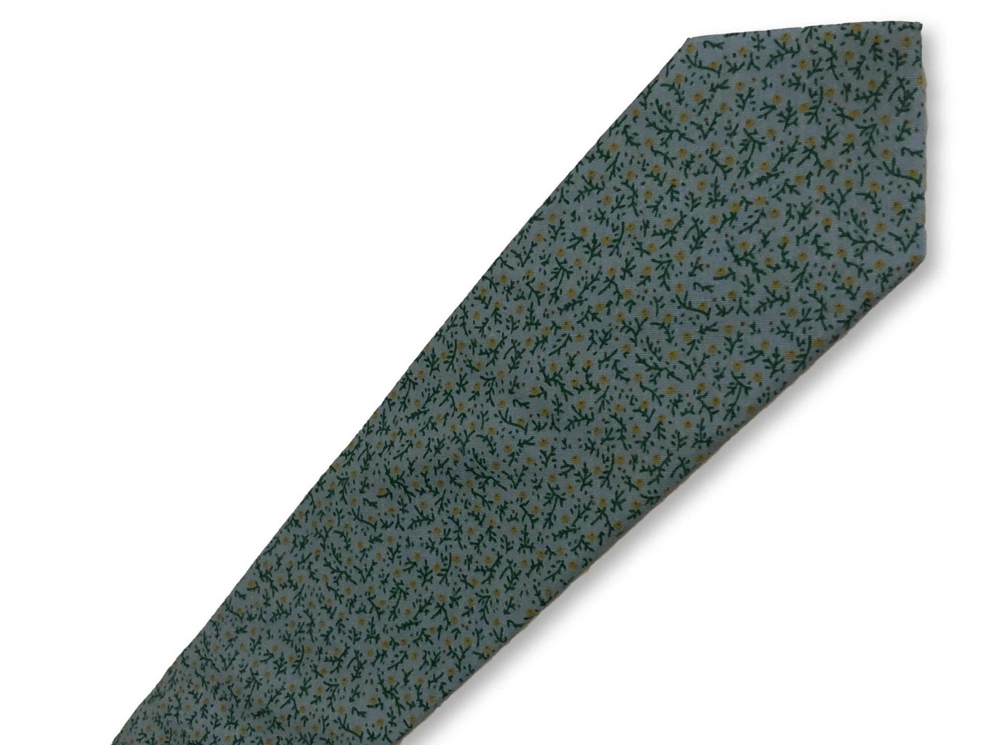 light pastel baby blue with yellow ditsy flower print design cotton tie by Frederick Thomas Handmade Mens Ties