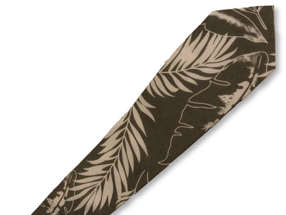 Khaki Green Cotton Tie With Nature Palm Leaf Design - Handcrafted By Frederick Thomas For Subtle Professional Elegance by Frederick Thomas Handmade Mens Ties