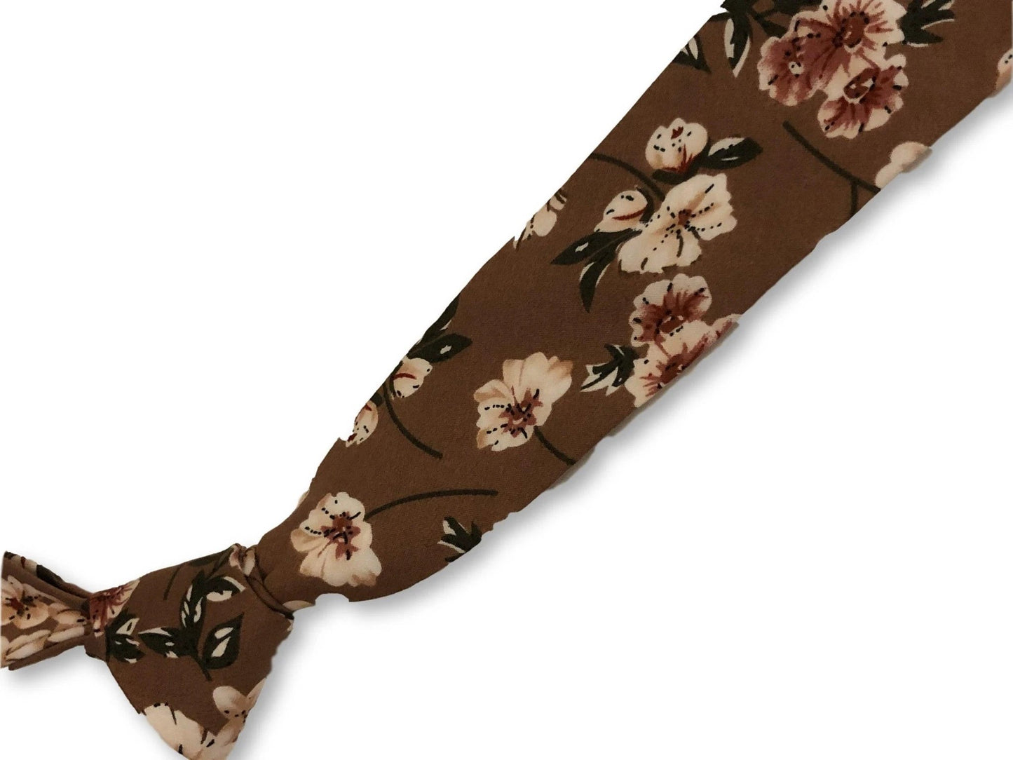 coffee brown with blush pink floral design cotton tie by Frederick Thomas Handmade Mens Ties