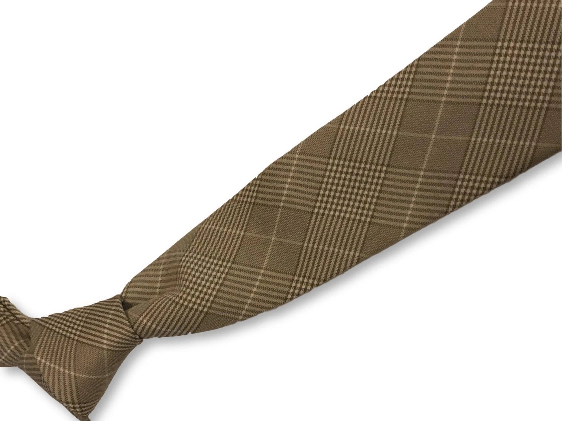 Light Sage Khaki Green Prince Of Wales Check Cotton Tie - Handmade For The Modern Professional Timeless And Versatile by Frederick Thomas Handmade Mens Ties
