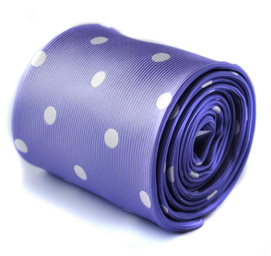 lavender purple tie with white polka dots by Frederick Thomas Handmade Mens Ties