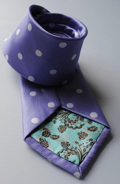 lavender purple tie with white polka dots by Frederick Thomas Handmade Mens Ties
