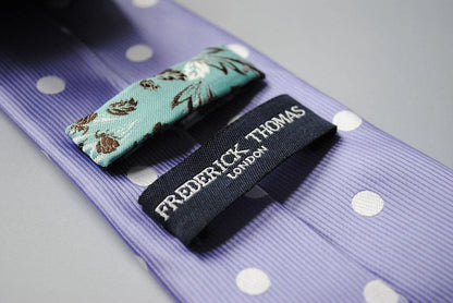 lavender purple tie with white polka dots by Frederick Thomas Handmade Mens Ties
