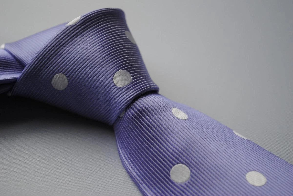 lavender purple tie with white polka dots by Frederick Thomas Handmade Mens Ties