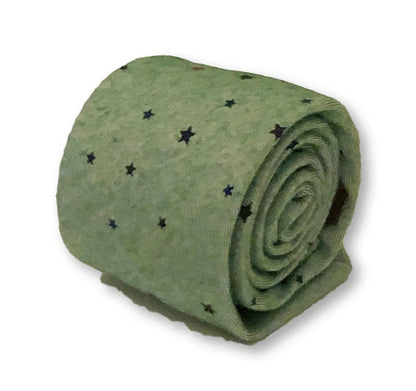 Frederick Thomas Light Forest Sage Green Cotton Tie Handmade Star Design For The Luxury Professional by Frederick Thomas Handmade Mens Ties