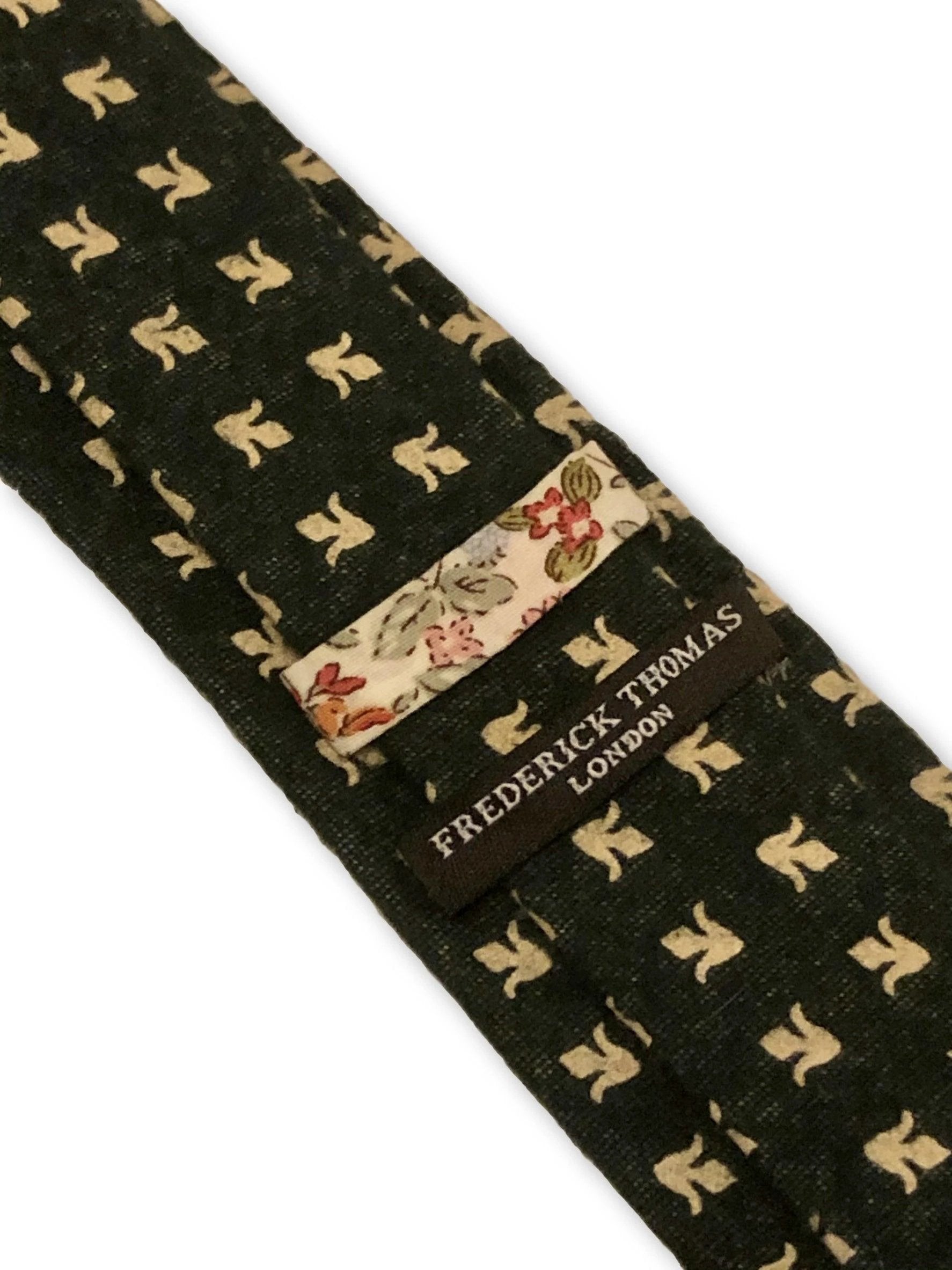 Dark Forest Green Cotton Tie With Fleur De Lis Design - Handcrafted By Frederick Thomas For Timeless Professional Style by Frederick Thomas Handmade Mens Ties