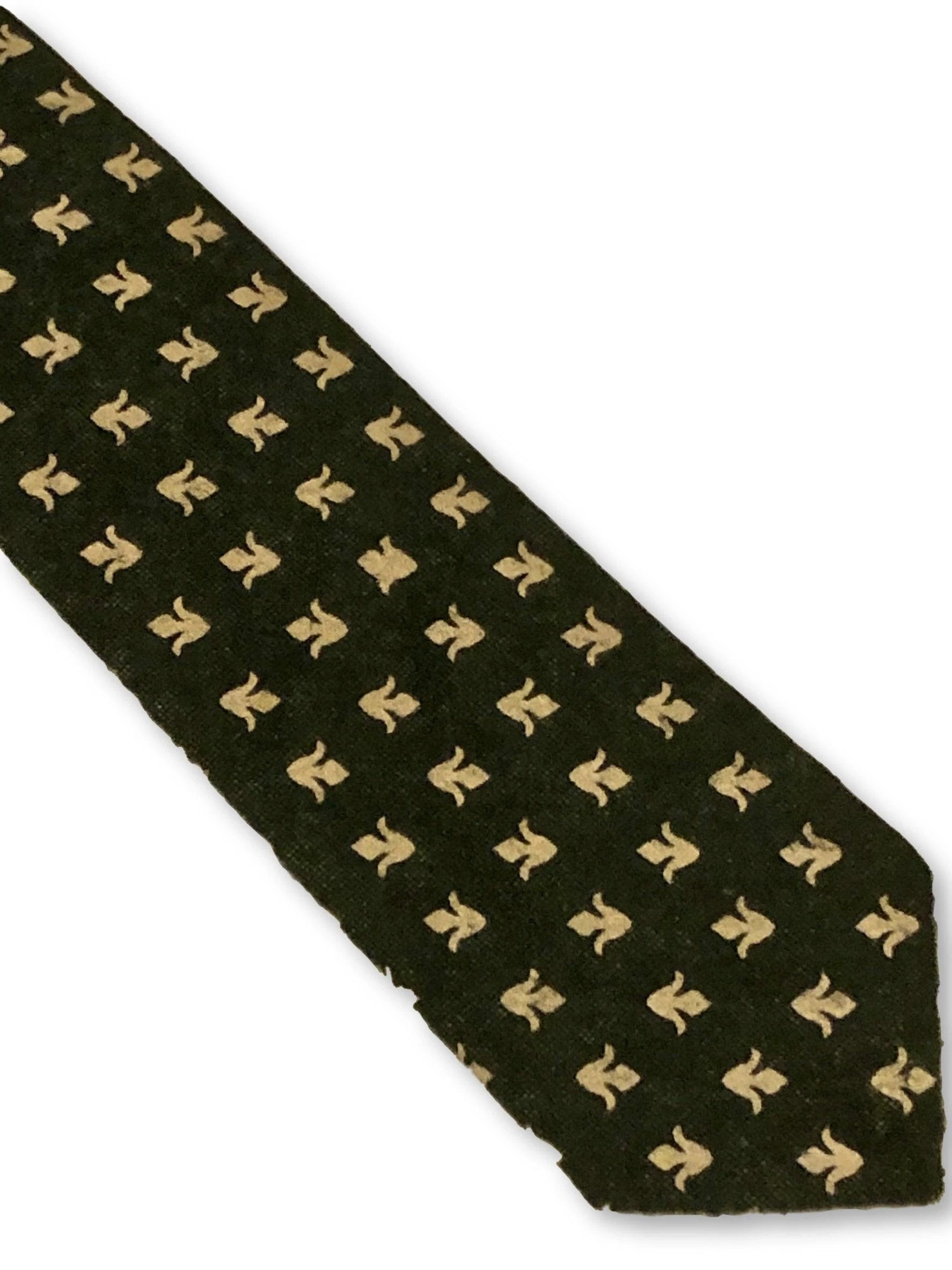 Dark Forest Green Cotton Tie With Fleur De Lis Design - Handcrafted By Frederick Thomas For Timeless Professional Style by Frederick Thomas Handmade Mens Ties