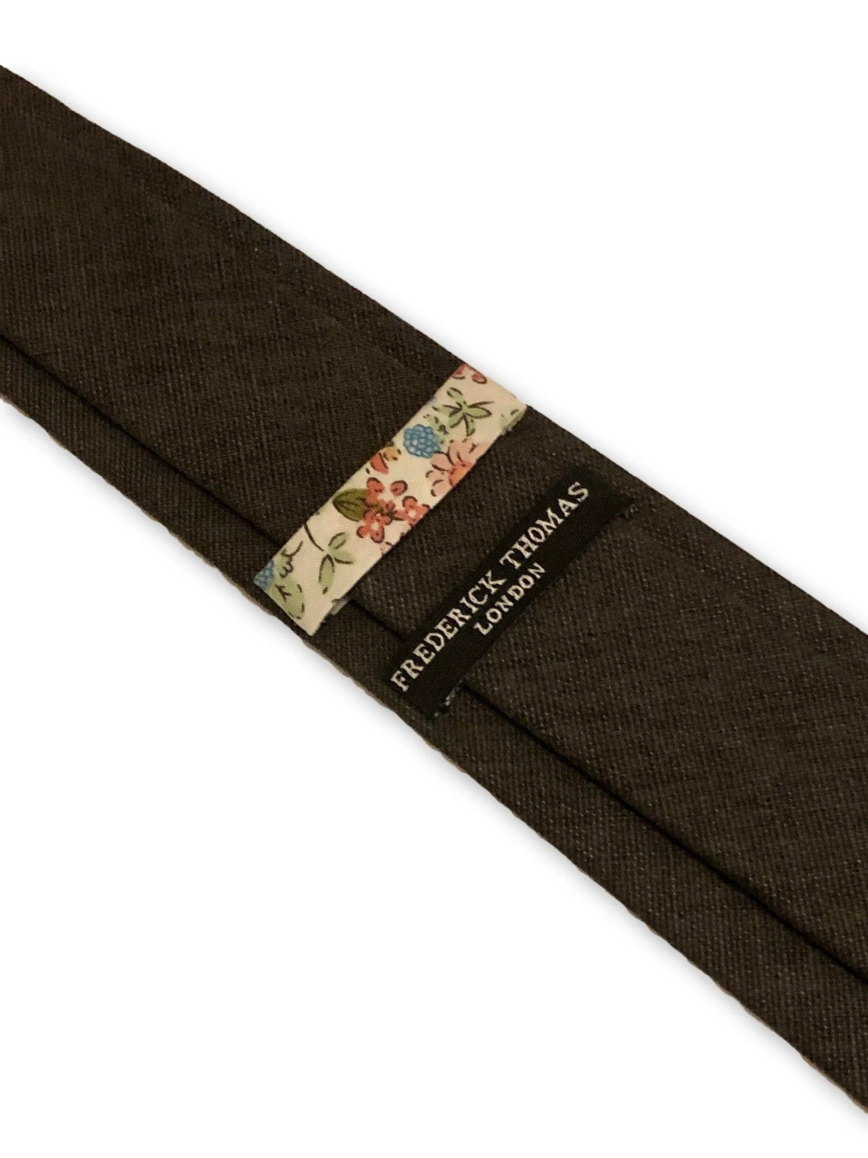 dark grey linen tie by Frederick Thomas Handmade Mens Ties