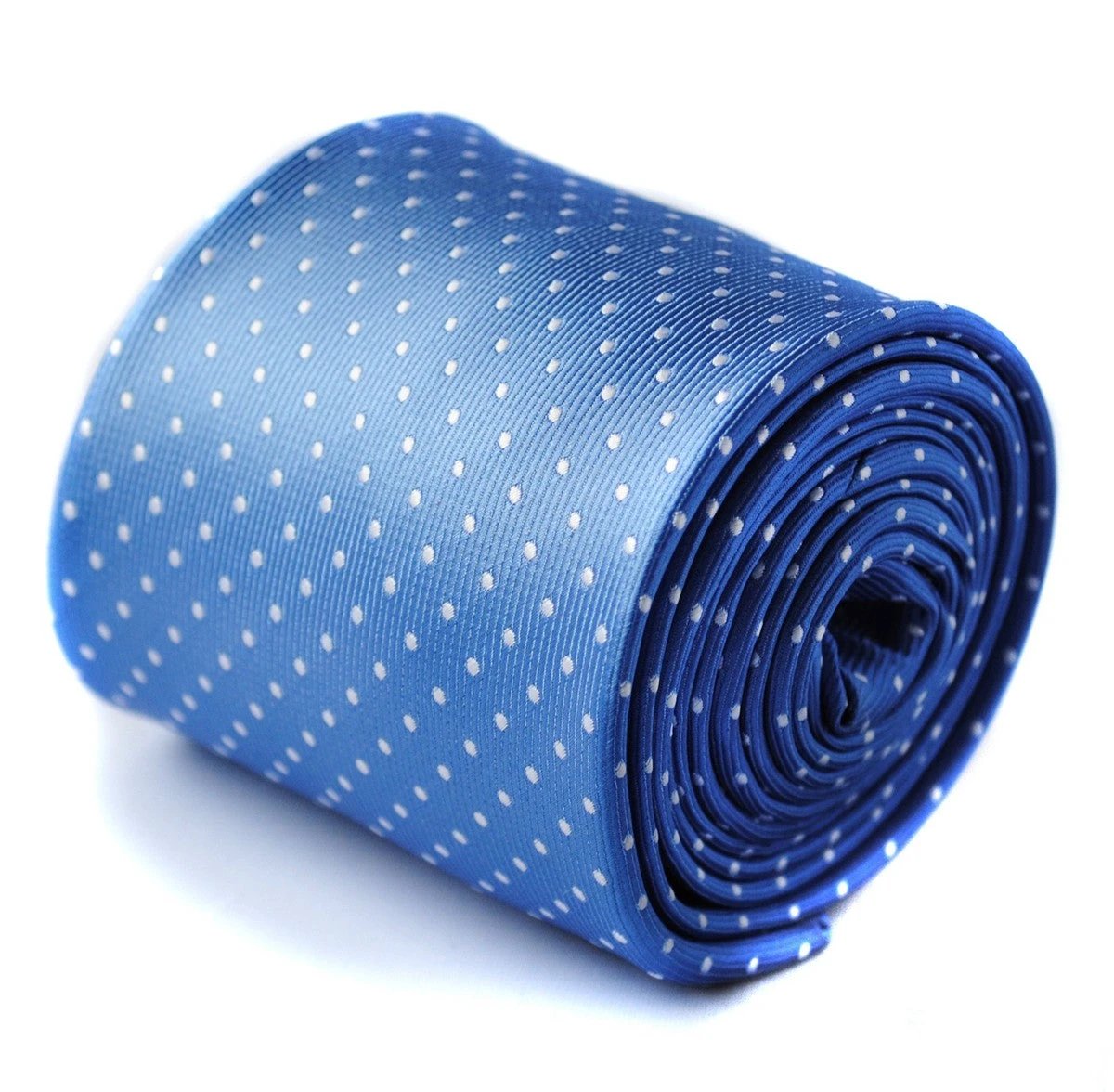 medium blue tie with white polka dots by Frederick Thomas Handmade Mens Ties