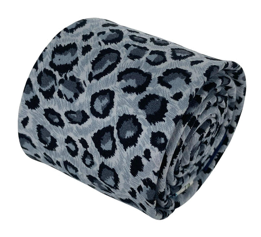 light grey leopard print cotton design mens tie by Frederick Thomas Handmade Mens Ties