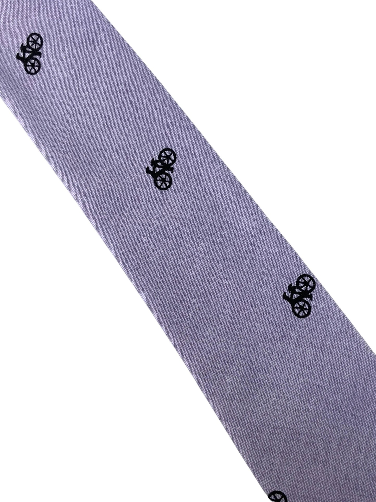 lilac pastel cotton tie with bike bicycle design by Frederick Thomas Handmade Mens Ties