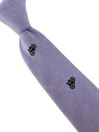 lilac pastel cotton tie with bike bicycle design by Frederick Thomas Handmade Mens Ties