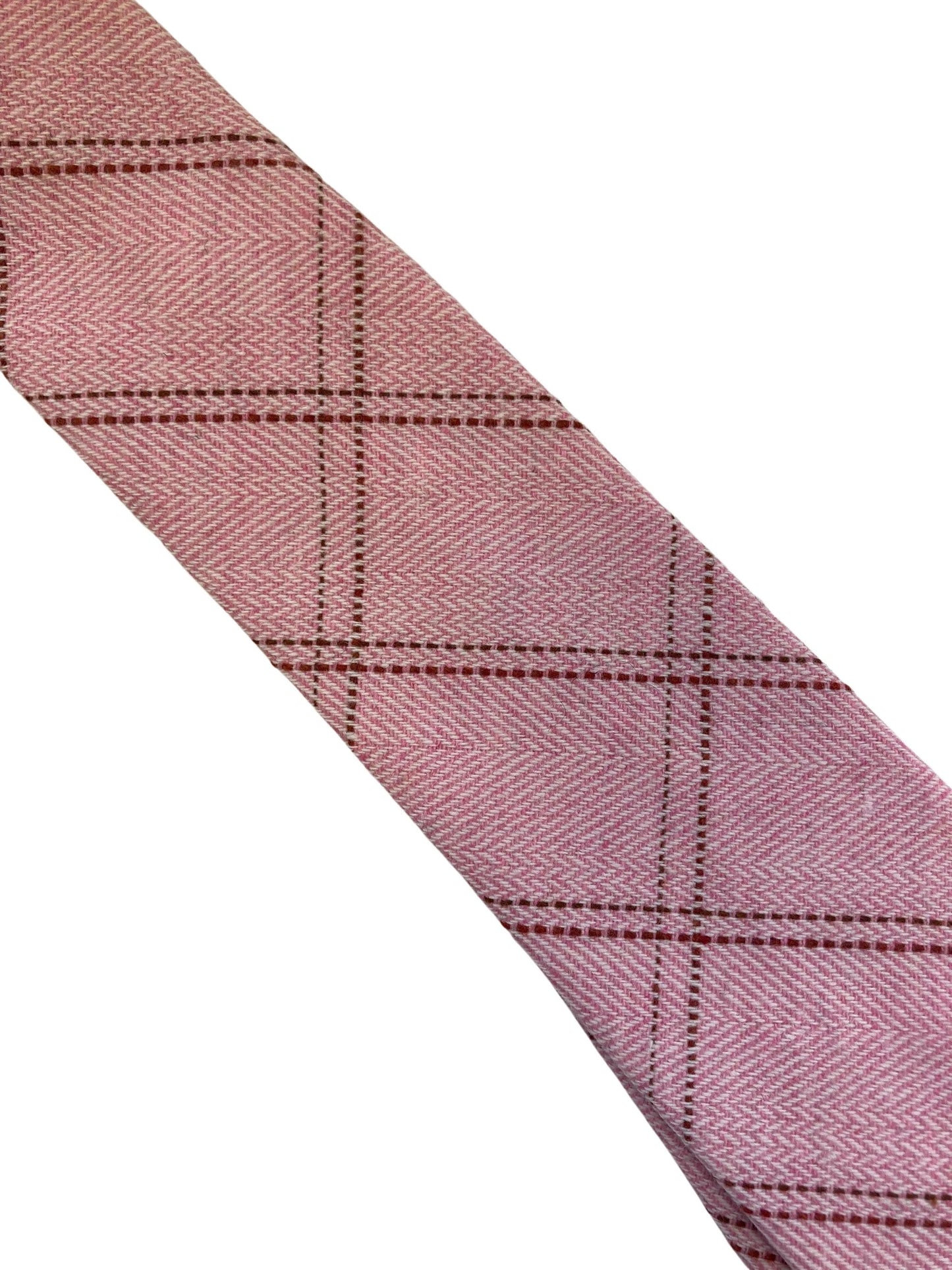 light baby pink check wool tie by Frederick Thomas Handmade Mens Ties