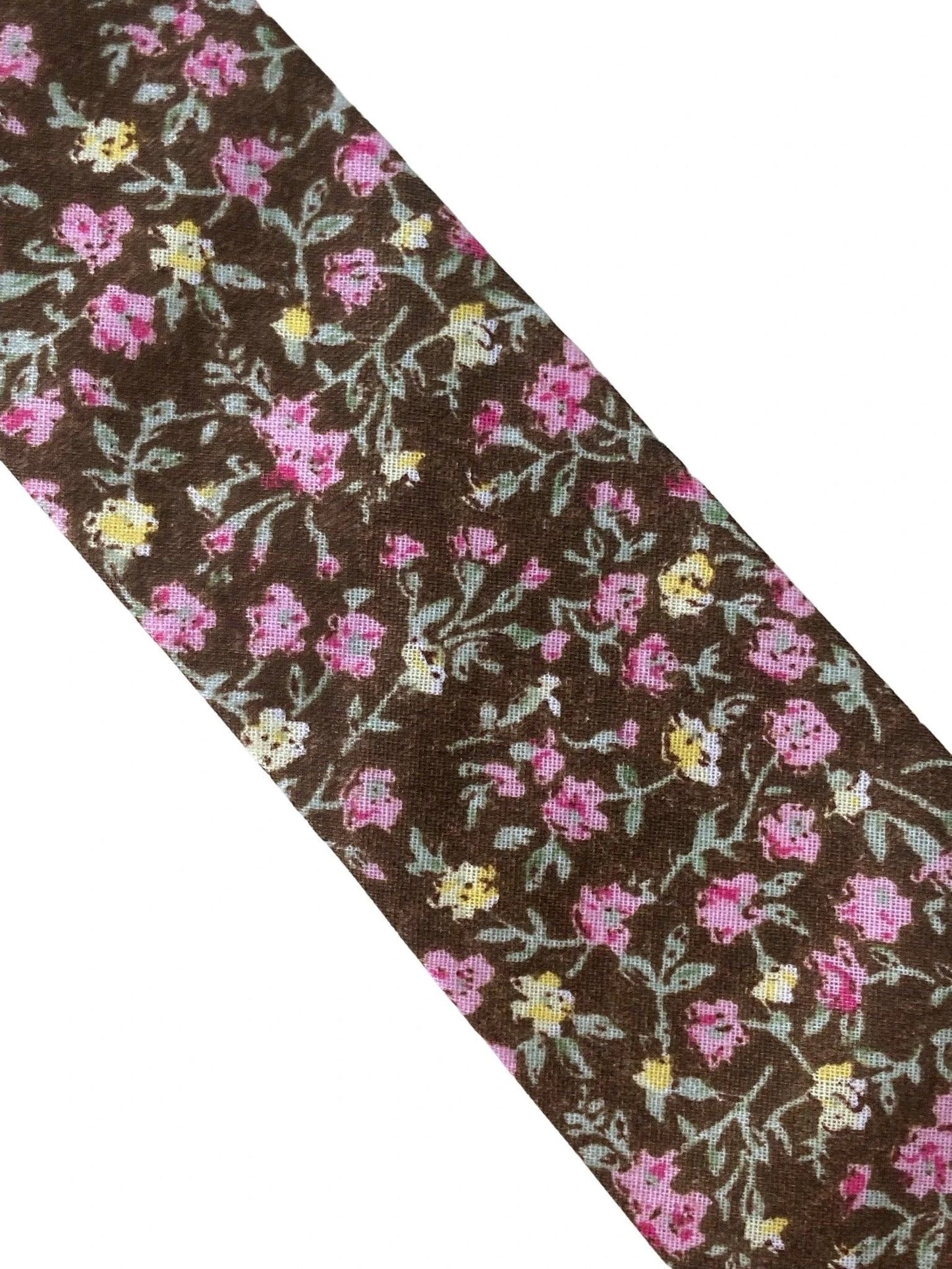 brown with pink floral design mens classic width 100% cotton tie by Frederick Thomas Handmade Mens Ties