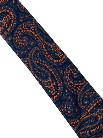 Black And Orange Paisley Cotton Tie For The Luxury Professional - Handmade With Contemporary Colourway Edge by Frederick Thomas Handmade Mens Ties