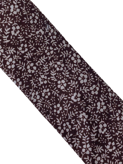 brown cotton tie with white floral design by Frederick Thomas Handmade Mens Ties