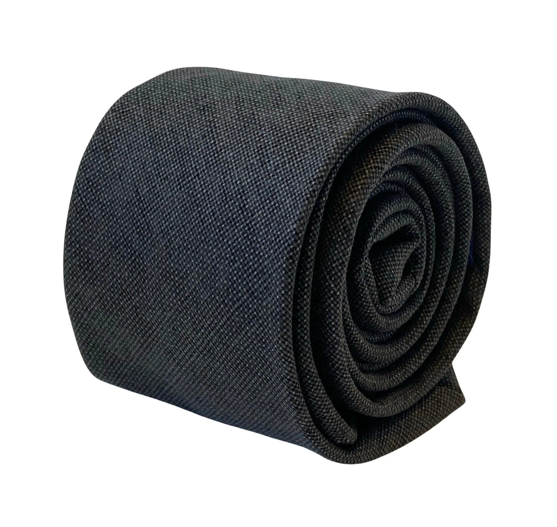 Dark Taupe Smokey Grey Brown Men's Linen Tie by Frederick Thomas - Handmade Linen Craftsmanship for Quiet Luxury by Frederick Thomas Handmade Mens Ties