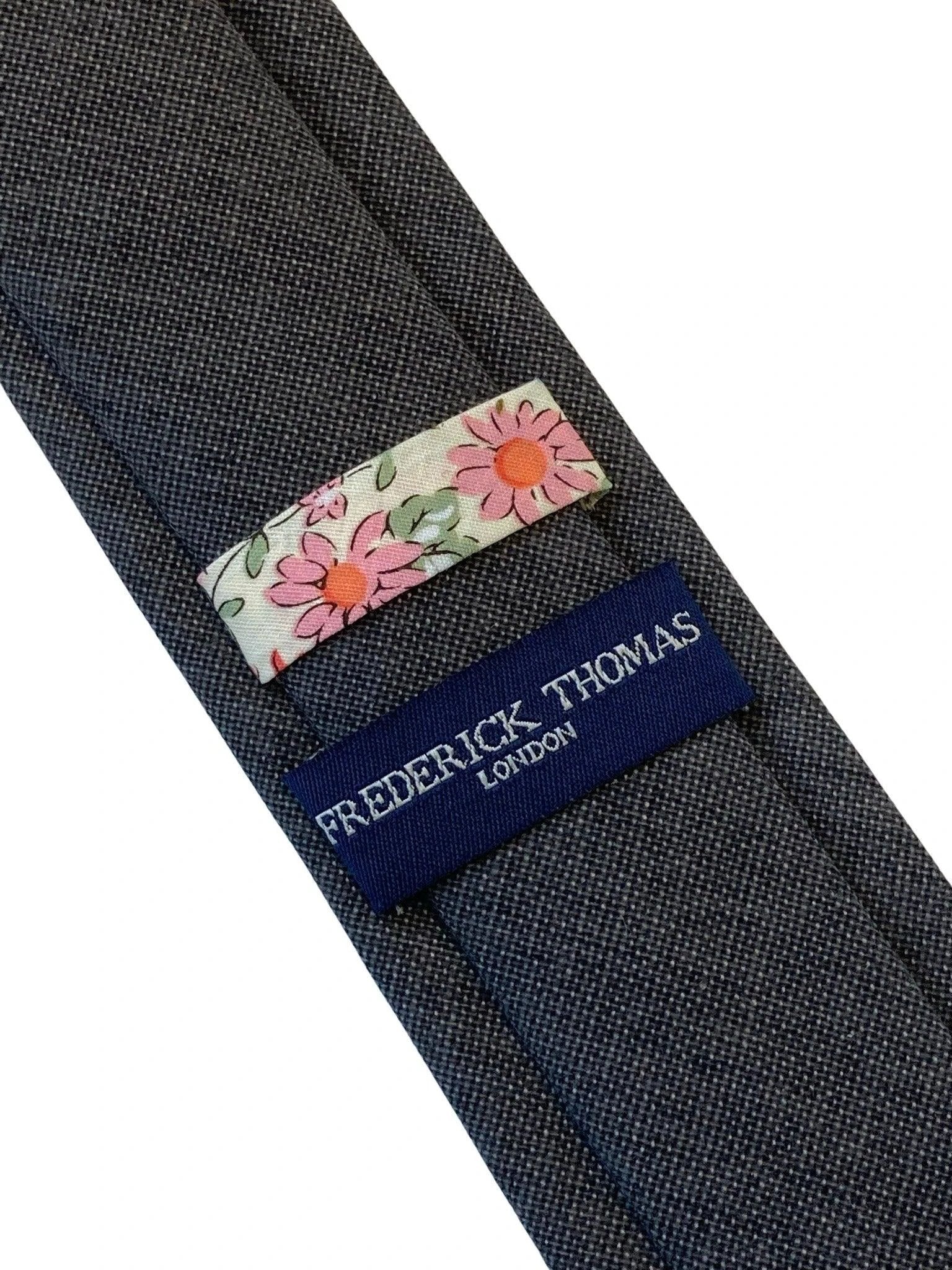 Dark Taupe Smokey Grey Brown Men's Linen Tie by Frederick Thomas - Handmade Linen Craftsmanship for Quiet Luxury by Frederick Thomas Handmade Mens Ties