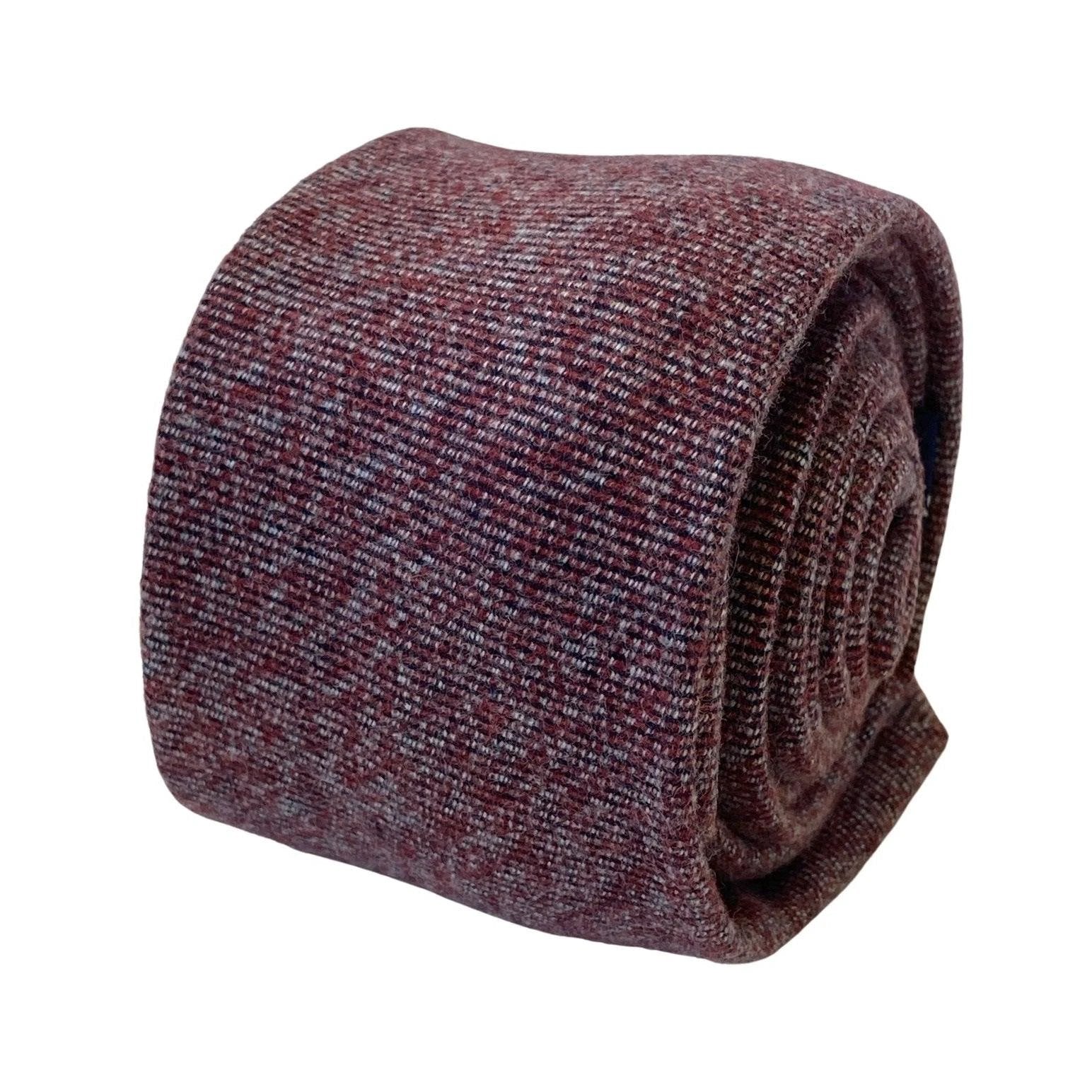 Maroon Speckled White 100 Per Cent Cotton Men's Tie - Handmade Luxury for the Professional Man by Frederick Thomas Handmade Mens Ties