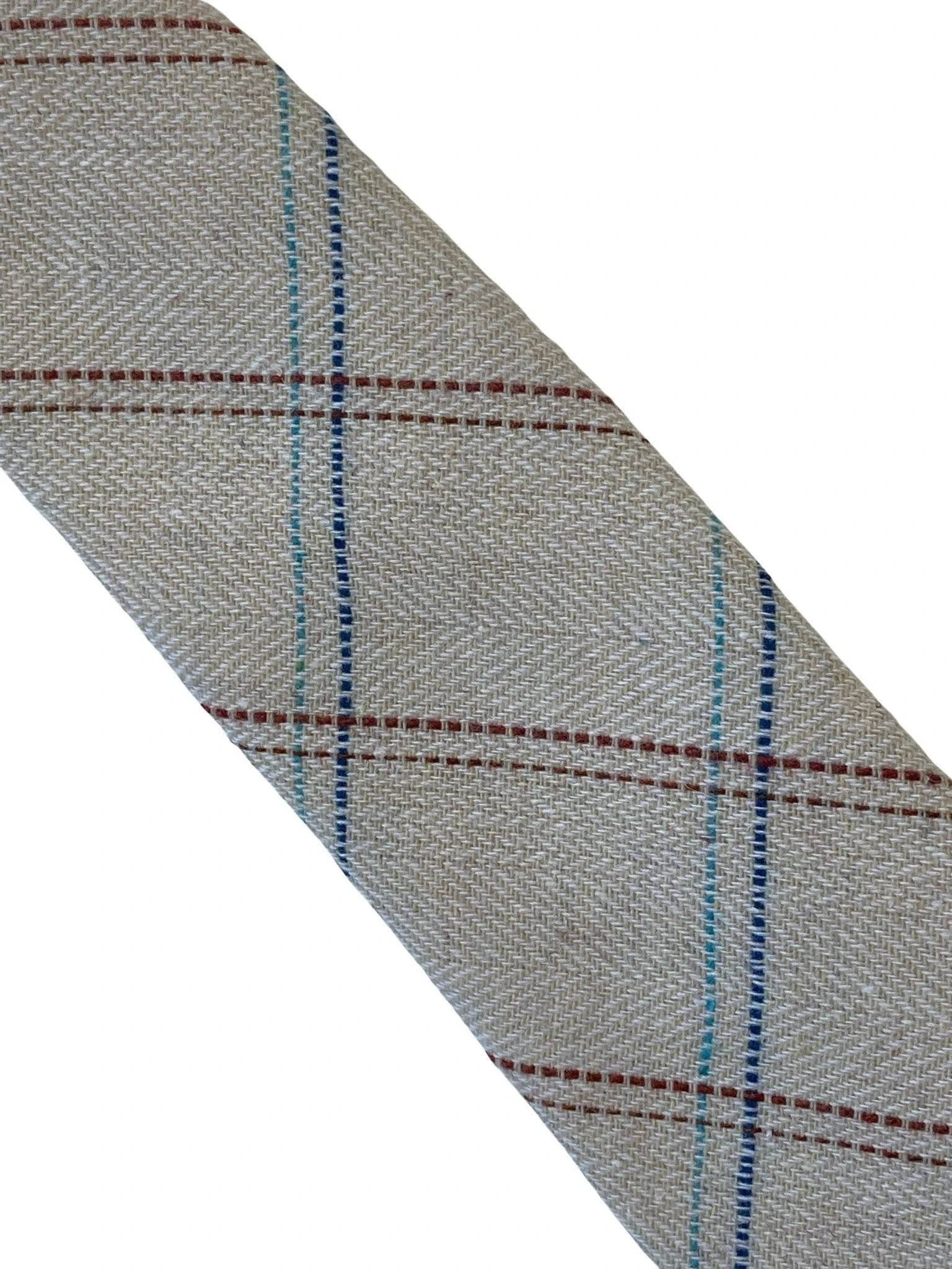 Beige Cream Check Tweed Style Mens Tie One Hundred Percent Wool - Handmade Luxury For The Professional Gentleman by Frederick Thomas Handmade Mens Ties