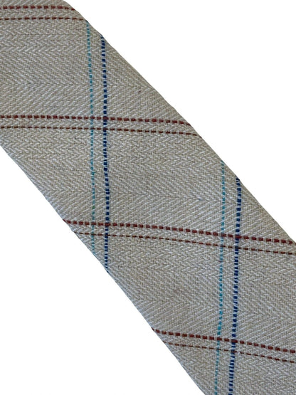 Beige Cream Check Tweed Style Mens Tie One Hundred Percent Wool - Handmade Luxury For The Professional Gentleman by Frederick Thomas Handmade Mens Ties