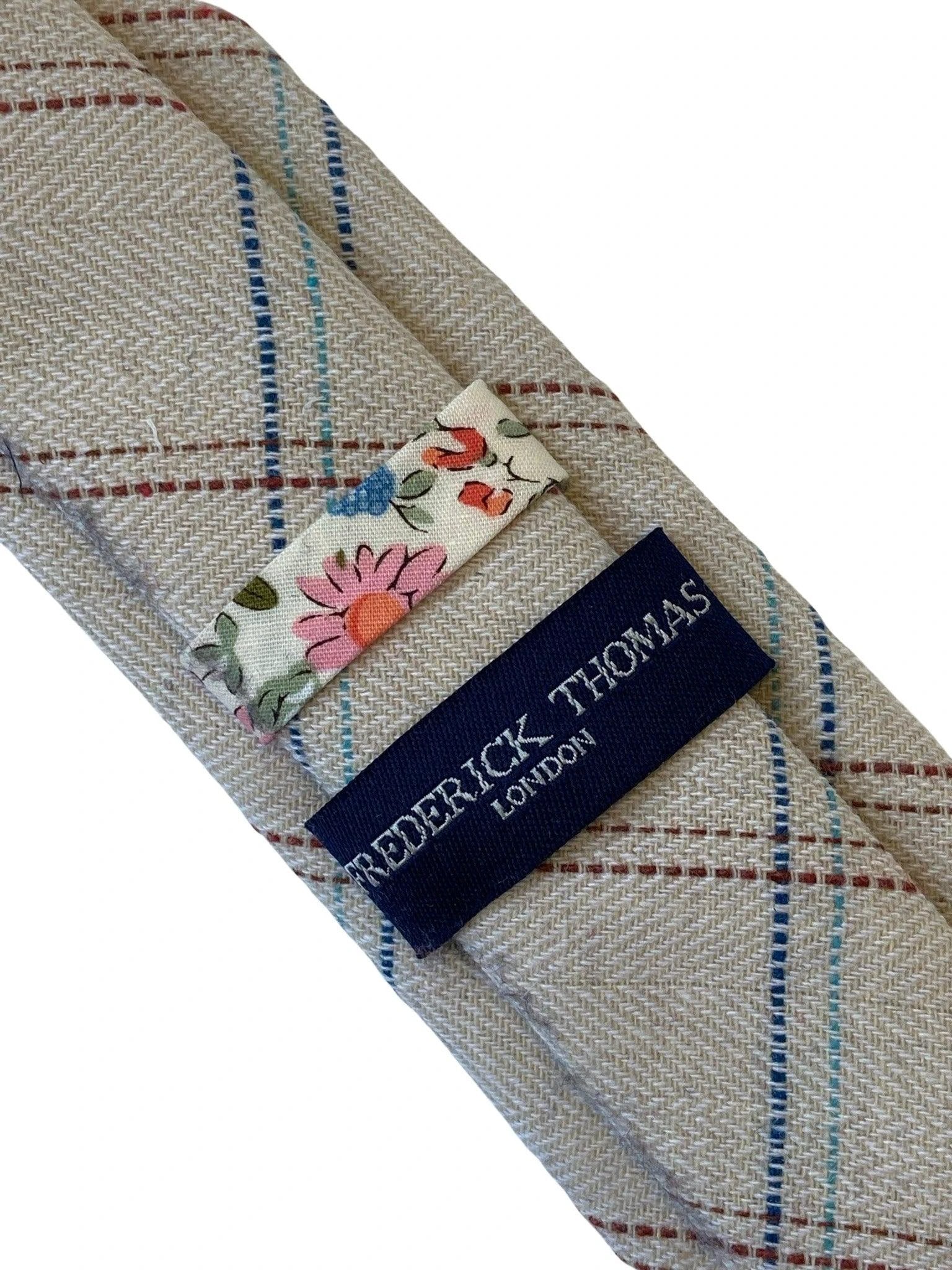 Beige Cream Check Tweed Style Mens Tie One Hundred Percent Wool - Handmade Luxury For The Professional Gentleman by Frederick Thomas Handmade Mens Ties