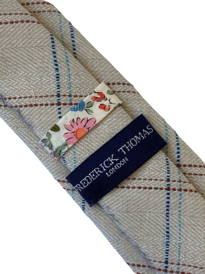 Beige Cream Check Tweed Style Mens Tie One Hundred Percent Wool - Handmade Luxury For The Professional Gentleman by Frederick Thomas Handmade Mens Ties