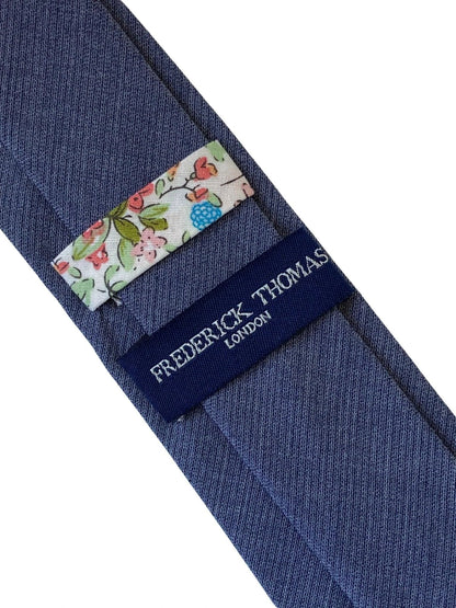 midnight blue grey plain cotton mens tie by Frederick Thomas Handmade Mens Ties