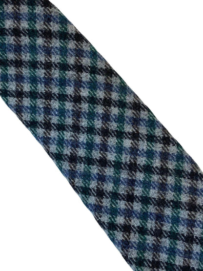 grey, blue, green & brown check tweed style 100% wool mens tie by Frederick Thomas Handmade Mens Ties