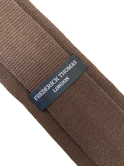 chocolate brown cable knitted mens tie by Frederick Thomas Handmade Mens Ties