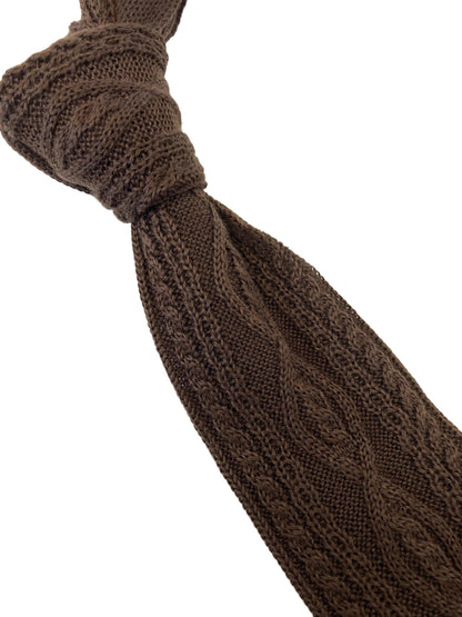 chocolate brown cable knitted mens tie by Frederick Thomas Handmade Mens Ties