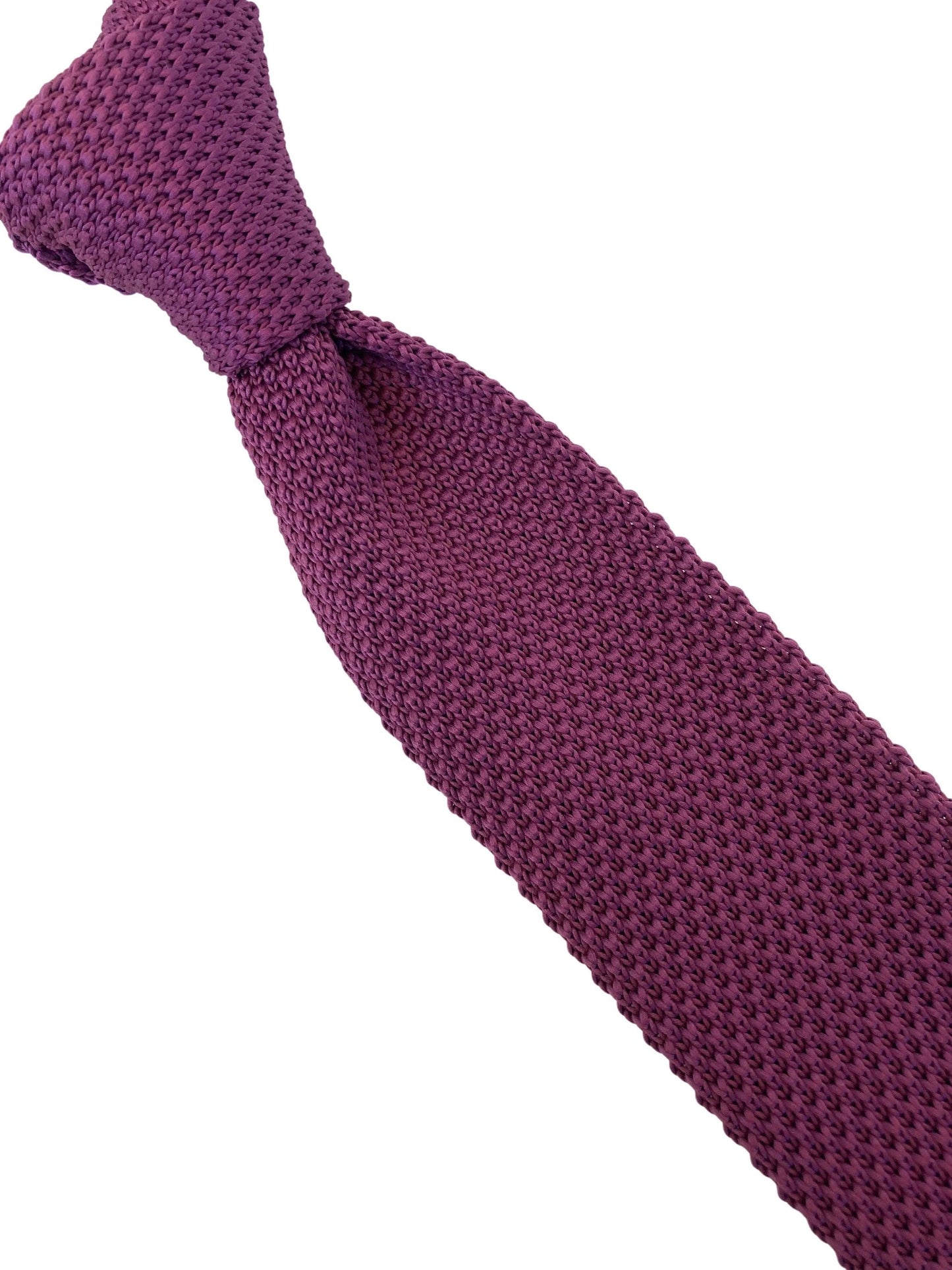 Light Aubergine Plum Purple Men's Knitted Tie - Handmade Luxury Statement Piece With 5cm Blade Width And 147cm Length by Frederick Thomas Handmade Mens Ties