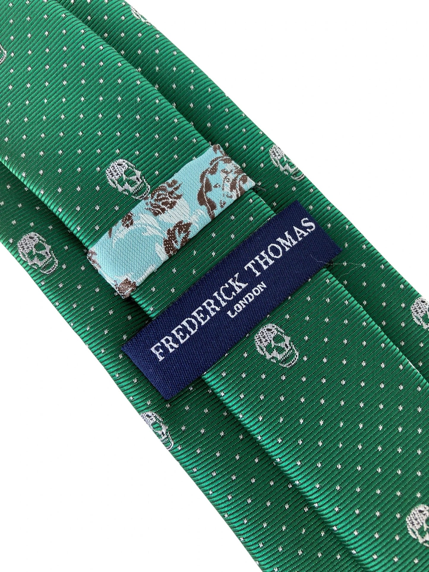 dark emerald green mens tie with skull quirky design by Frederick Thomas Handmade Mens Ties