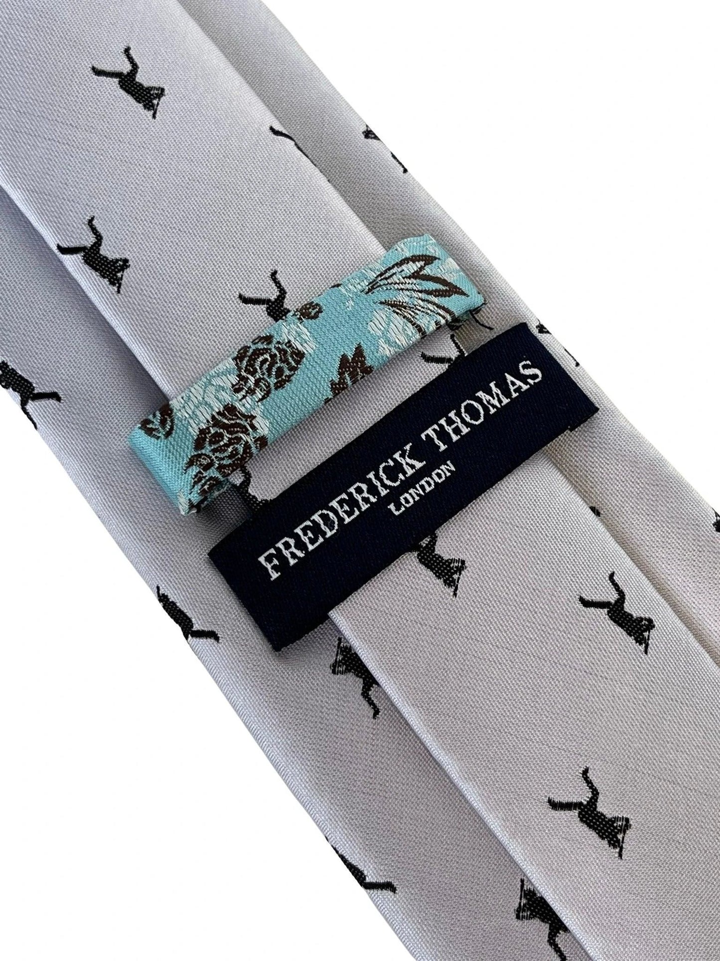 Ivory White Men's Tie with Baseball Silhouette Design by Frederick Thomas Handmade Mens Ties