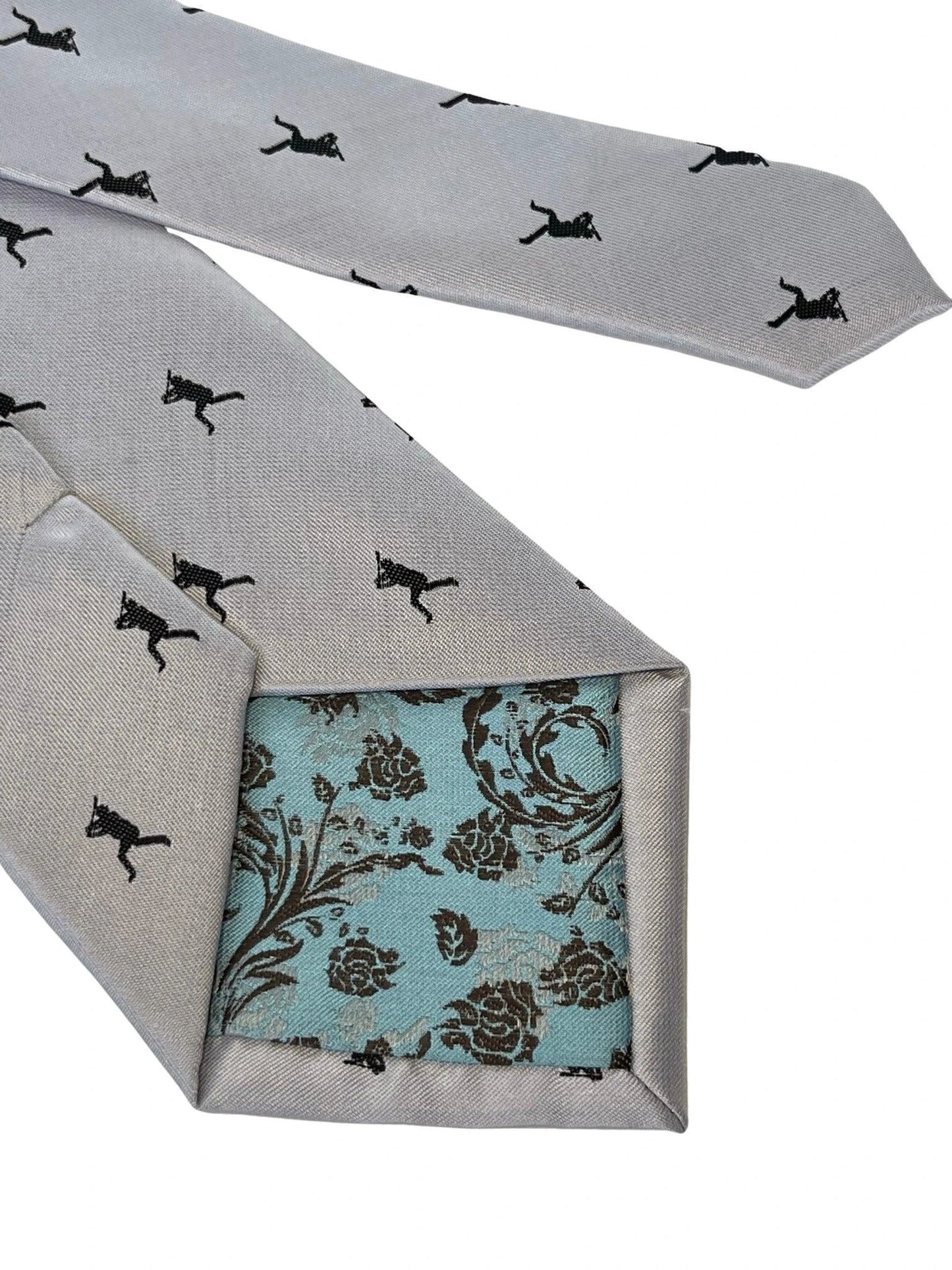 Ivory White Men's Tie with Baseball Silhouette Design by Frederick Thomas Handmade Mens Ties