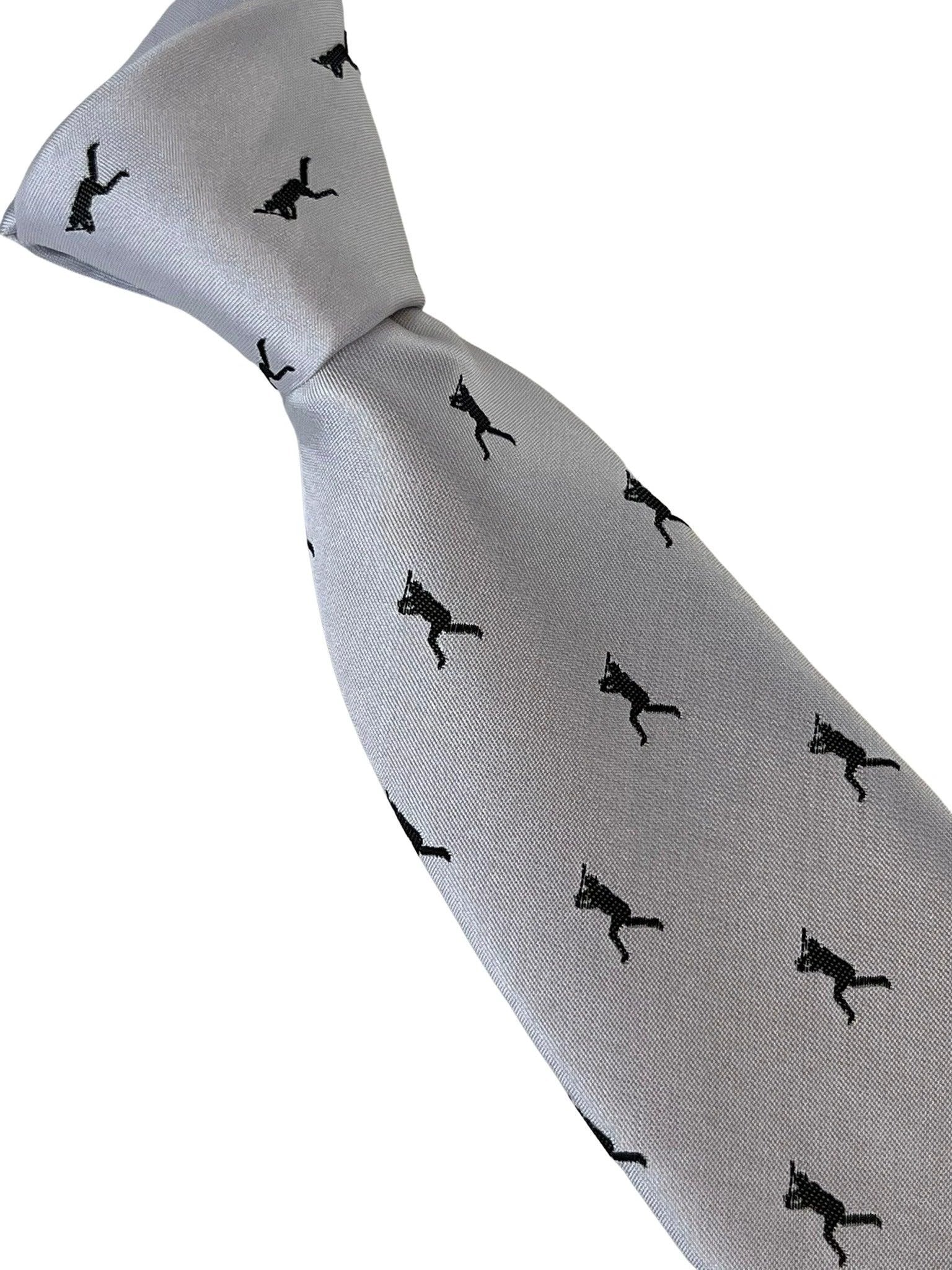 Ivory White Men's Tie with Baseball Silhouette Design by Frederick Thomas Handmade Mens Ties